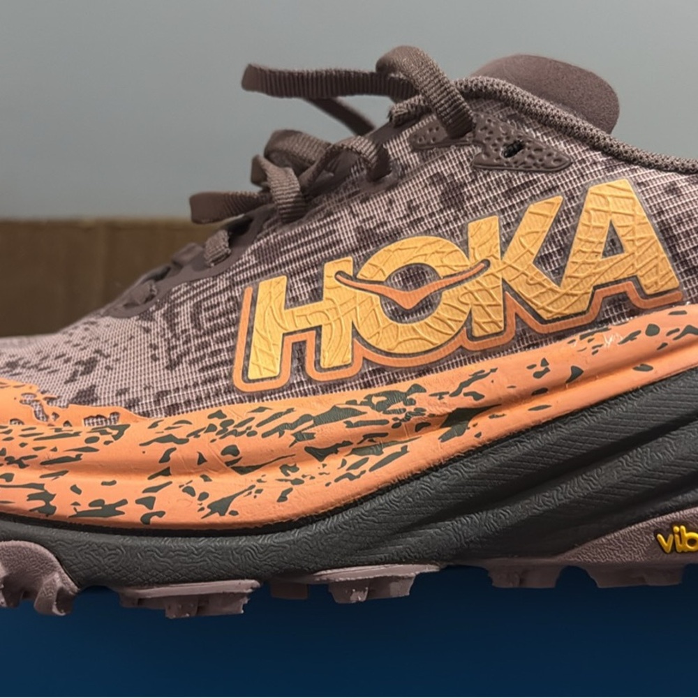 Hoka Speedgoat 6 GTX Trail Shoes in Red and Brown